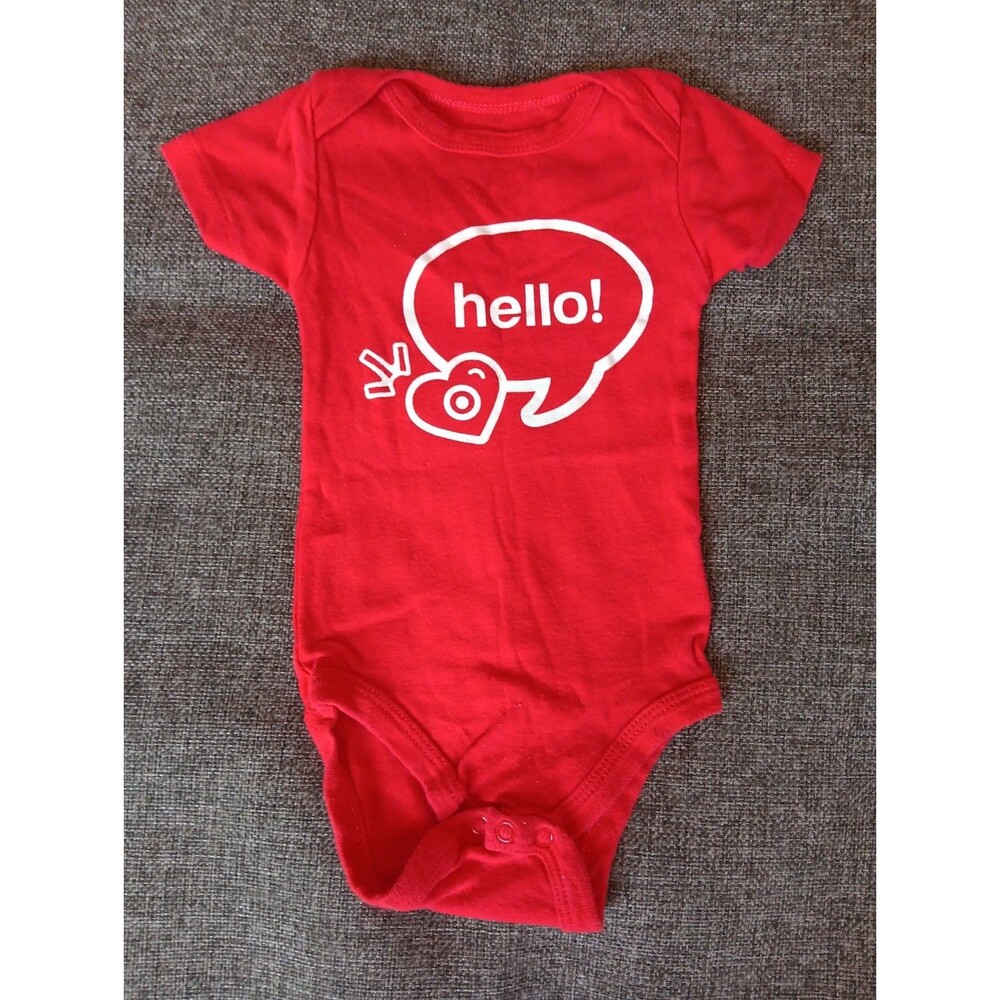 Target Shirt 3 to 6 month Red Short sleeve Snap Bottom Hello Cotton